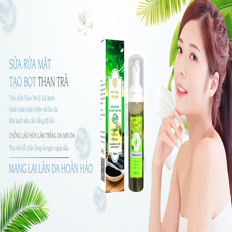 sửa rửa mặt tạo bọt than trà